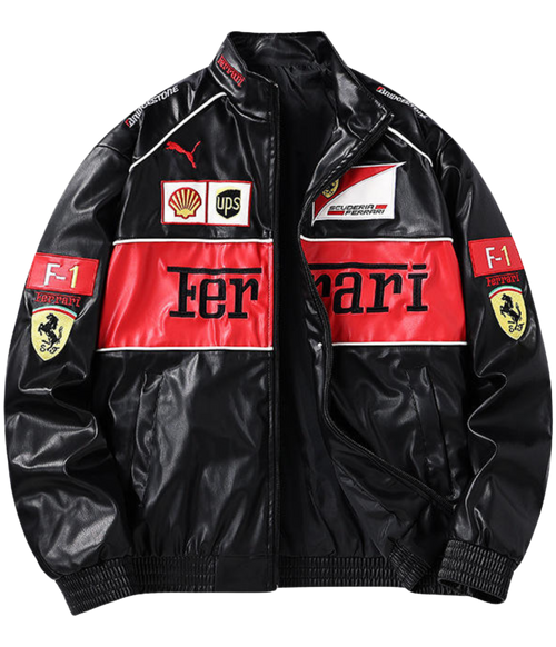 Ferrari F1 Vintage Lederjacke – Rote Edition
