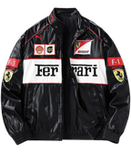 Ferrari F1 Vintage Lederjacke – White Edition