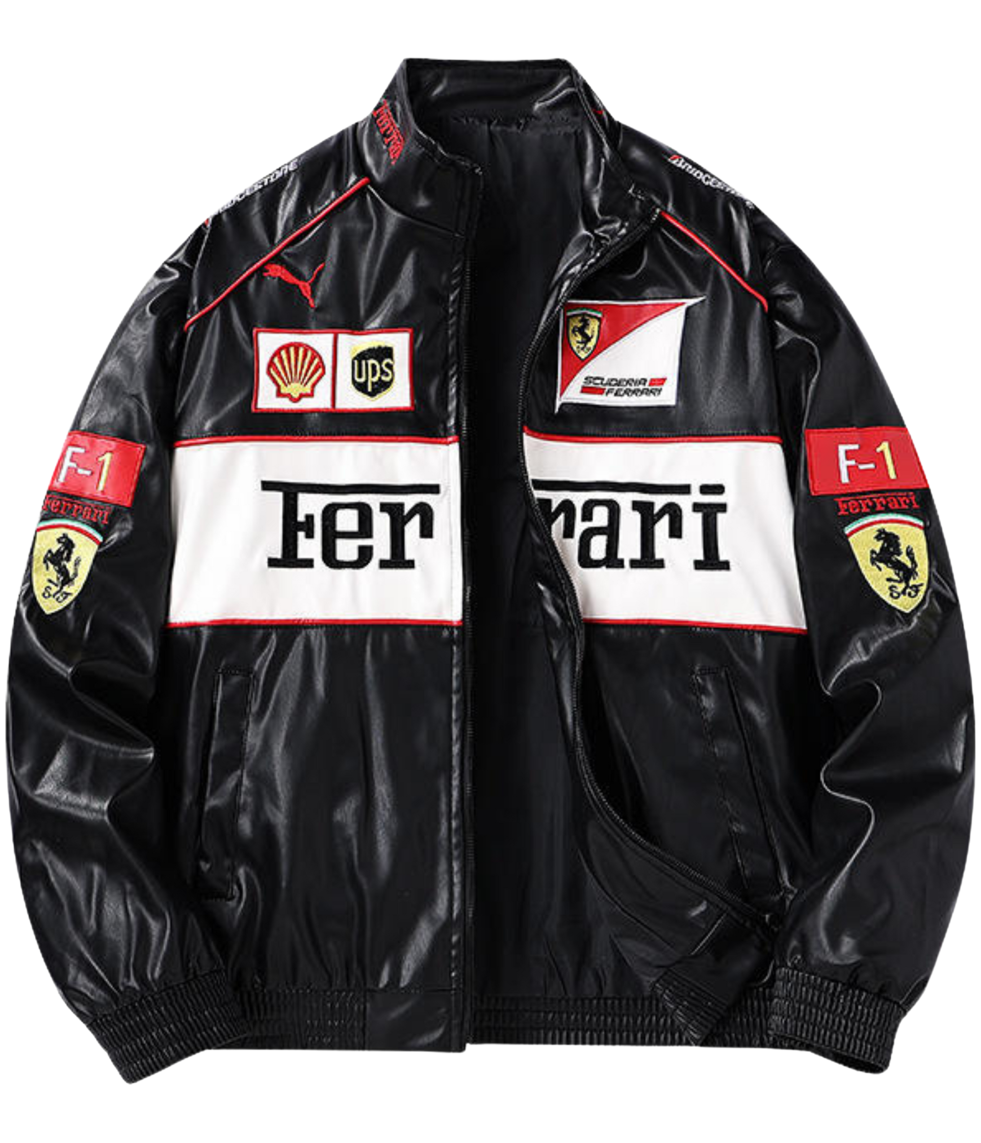 Ferrari F1 Vintage Lederjacke – White Edition