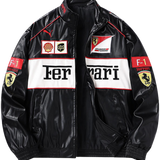 Ferrari F1 Vintage Lederjacke – White Edition