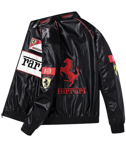 Ferrari F1 Vintage Lederjacke – White Edition